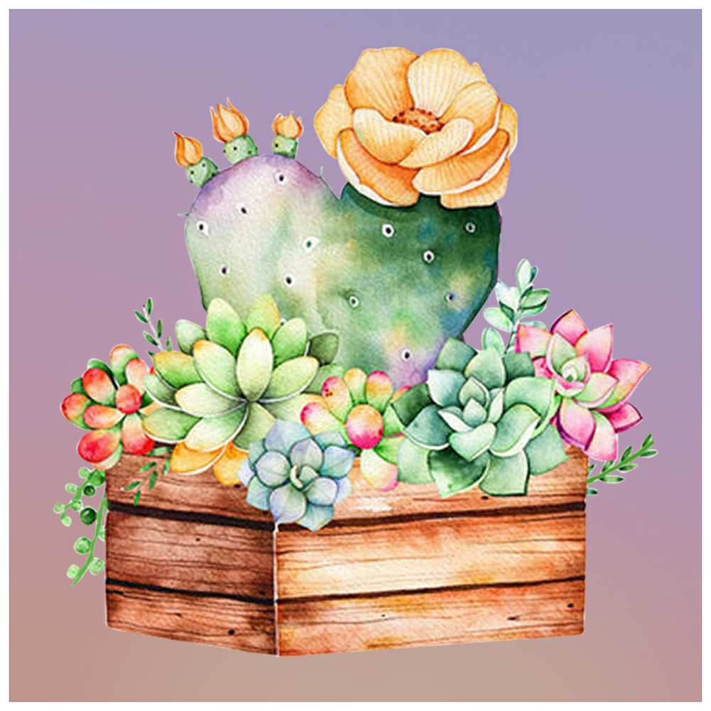 

30*30CM - Round Drill Diamond Painting - Succulent Plants, 501 Original