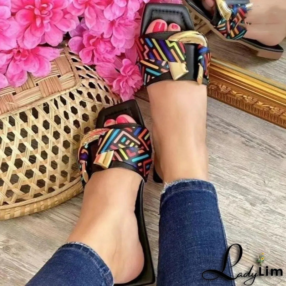 Black Casual Patchwork Basic Square Comfortable Shoes