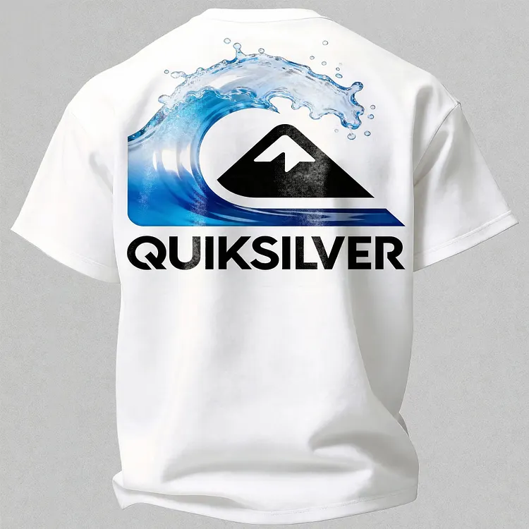 Simple Wave Quiksilver Logo Printed Men's T-shirt