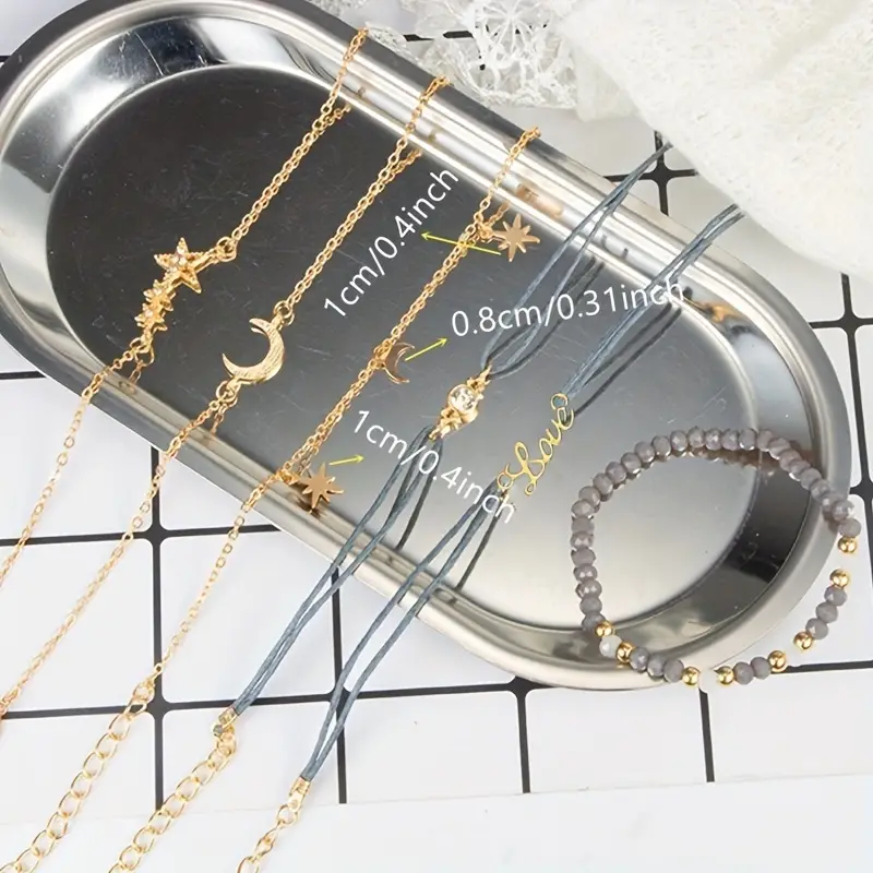6pcs set boho rope bracelet for women golden moon hand star charm hand chain bracelet jewelry details 3
