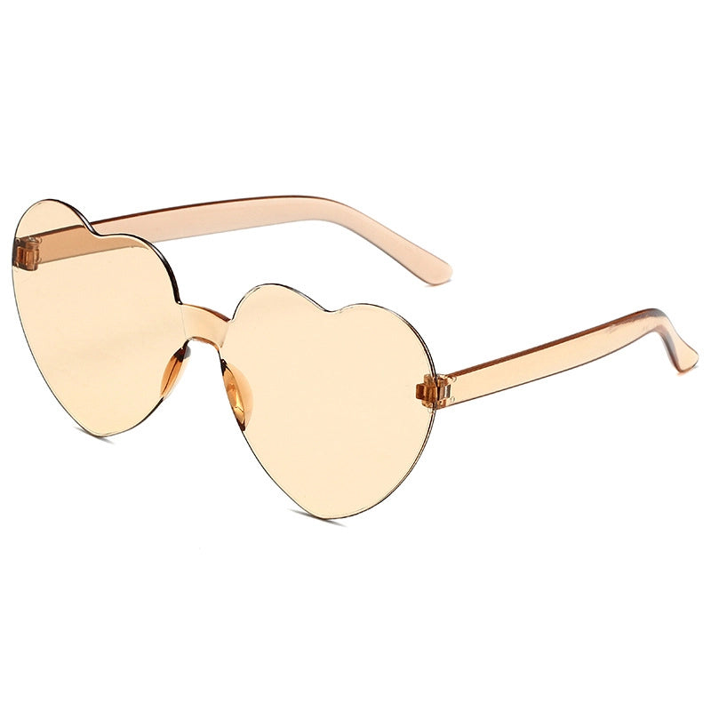 Transparent Jelly Color Love Sunglasses Men’s And Women’s Peach Heart Sunglasses Heart-shaped Conjoined Love Sunglasses