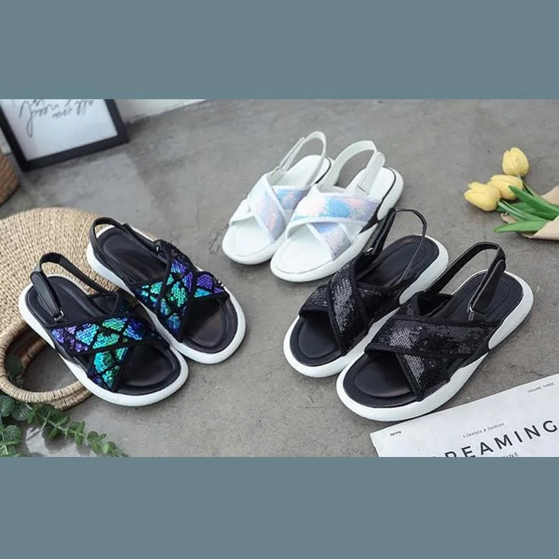 Black/White/Blue Sweet Shining Sandals SP1812493