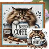 (US Only)Full Embroidery cotton Thread 11CT Printed Cat Cross Stitch Kit Art 40x40cm