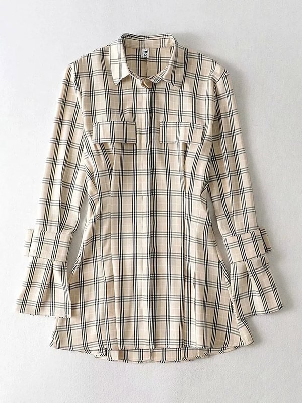 Original Solid Lapel Shirt Dress