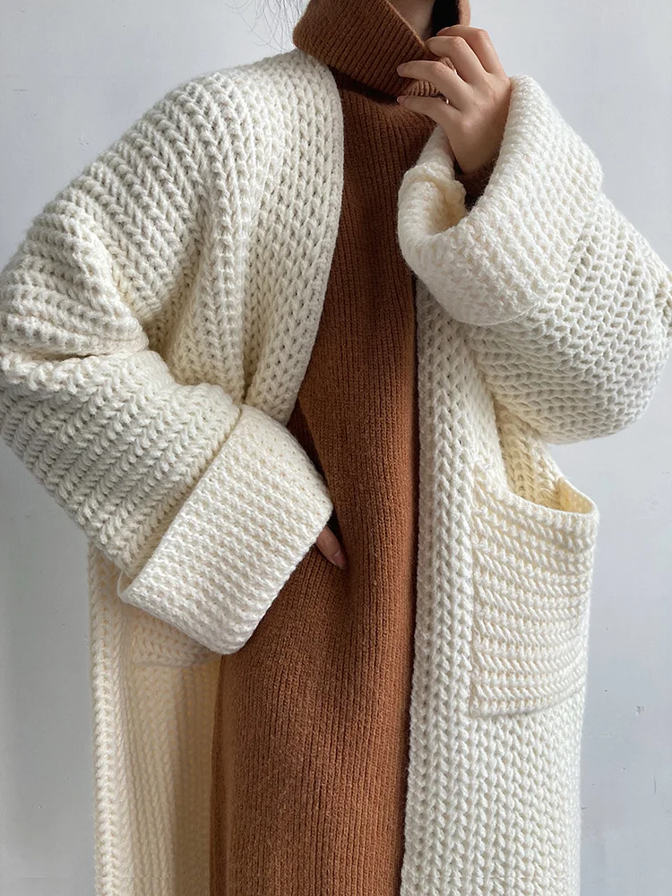 Women's Hepburn Style Solid Knitted Cardigan Sweater Baggy Loose Sweater