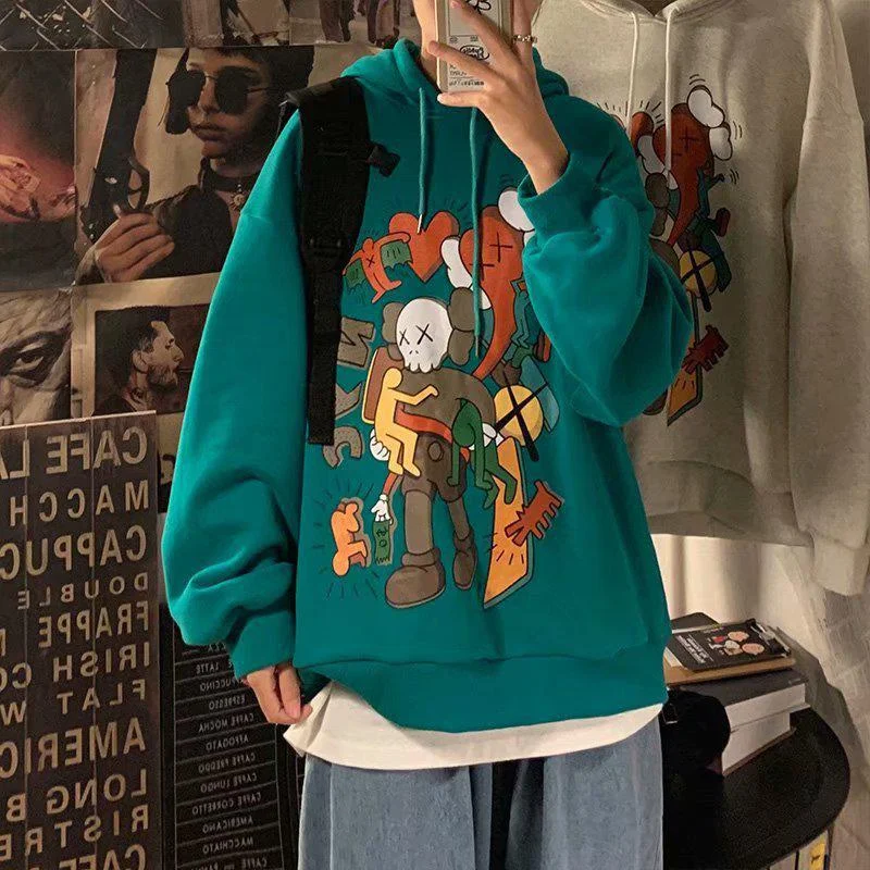 S-3XL Women's Large Loose Sweatshirt Spring 2021  Fashion Pullover Jacket Hip Hop Hoodies Cartoon Print Streetwear Coat Clothes