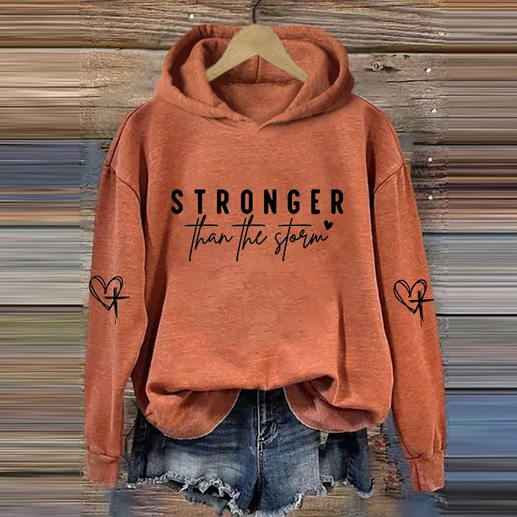 Comstylish Women's Stronger Than The Storm Printed Hoodie