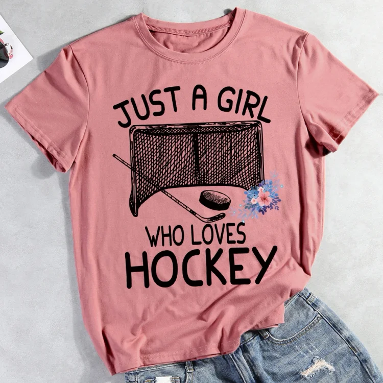 Just a Girl Who Loves Hockey Flower  T-shirt Tee -012635-Annaletters