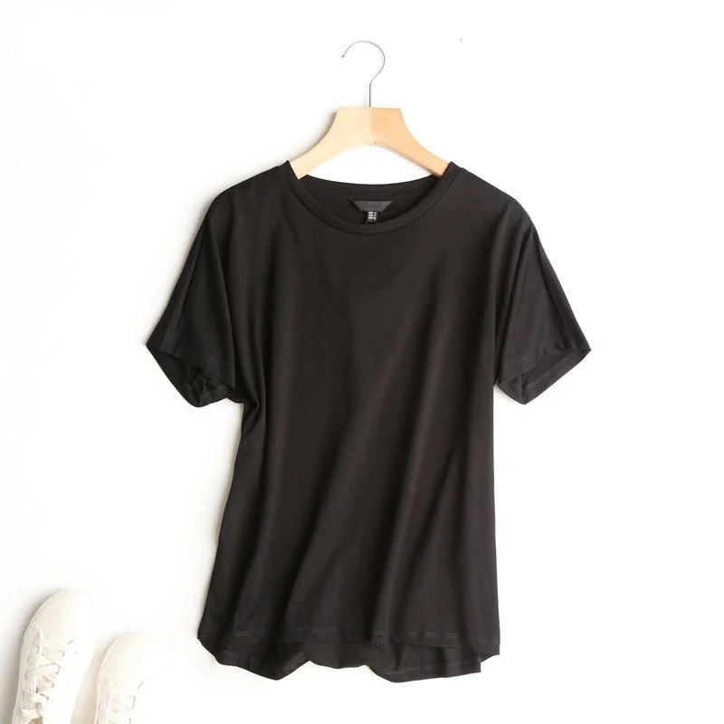 Tangada 2021 women khaki basic cotton T shirt short sleeve O neck tees ladies casual tee shirt street wear top 6D5