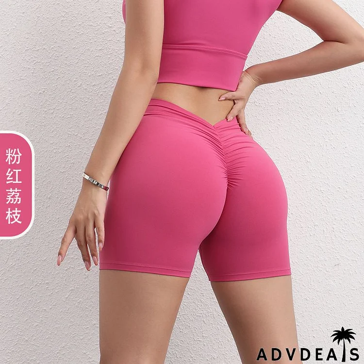 Women Fashion Sexy Solid Color Tight-Fit Sports Fitness Biker Shorts