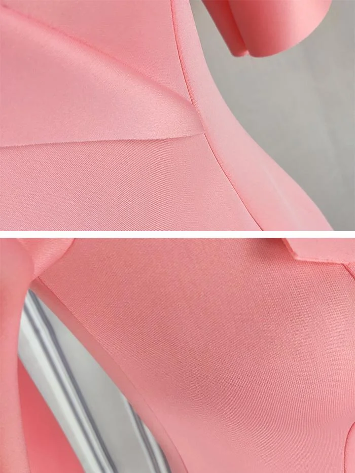 V-neck Flared Sleeves Ruffled High Waist Dress