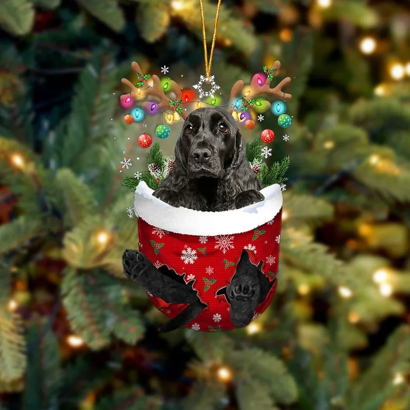 English Cocker Spaniel 1 In Snow Pocket Christmas Ornament trabladzer