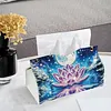 (25cm)Winter Night Pearl Lotus DIY Diamond Painting PU Tissue Holder Box