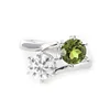 18K White Gold Round Cut Lab Diamond & Peridot Toi et Moi Ring