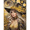 Black And Gold Witch-14CT Stamped Cross Stitch 40*53cm/15.75*20.87in