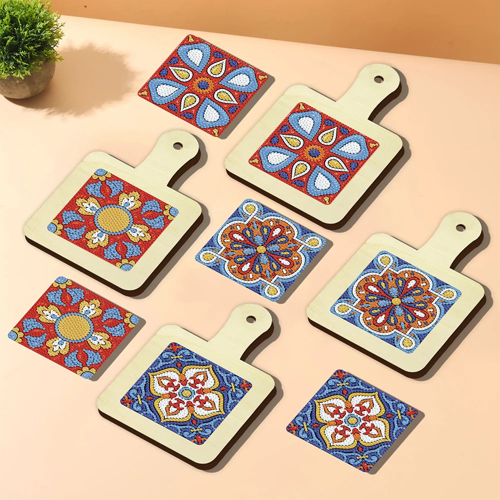 4Pcs Mandala DIY Diamond Painting Placemats Rhinestone Table Mats for Adults