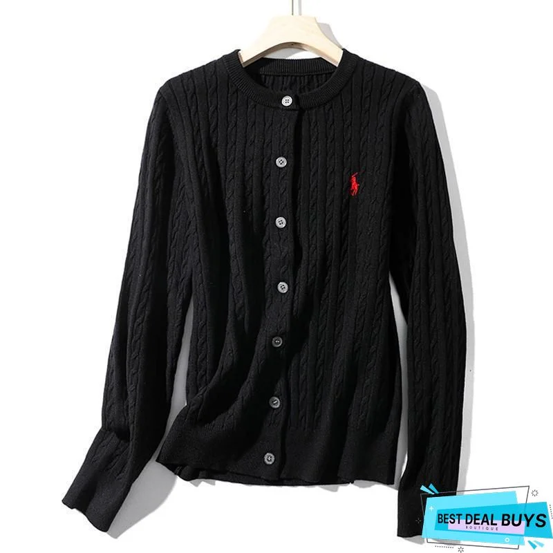 Jacket Bohemian Vintage Embroidery Long Sleeve Cotton-Blend Cardigan Sweater