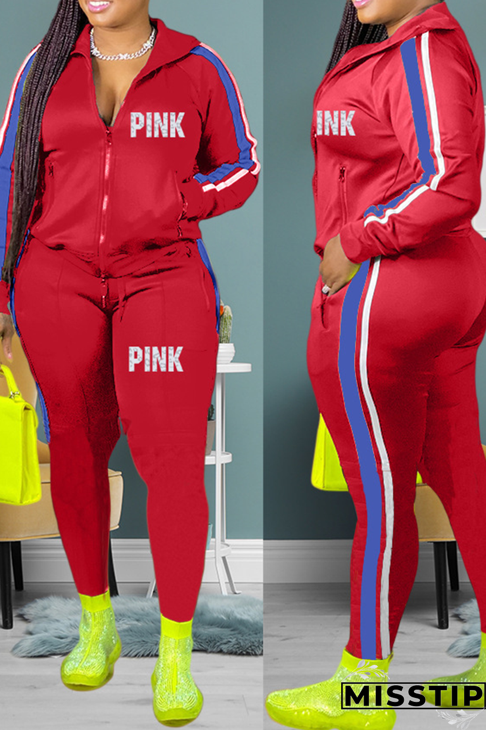 Blue Casual Print Patchwork Turndown Collar Long Sleeve Two Pieces