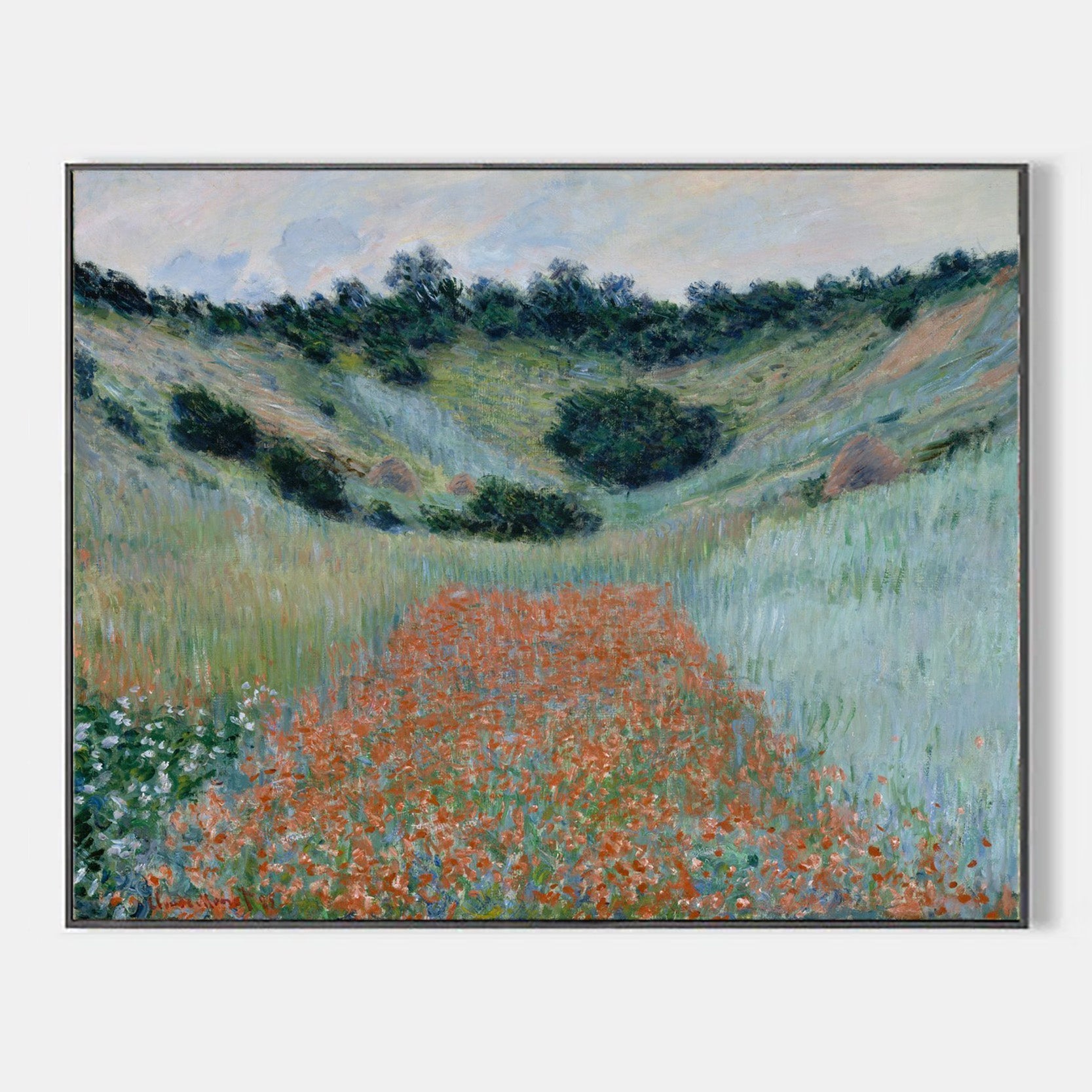Arabelart Poppy Field in a Hollow near Giverny by Claude Monet - Famous Art Reproduction
