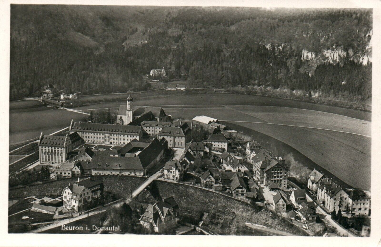 Vintage Danube Valley Beuron Germany RPPC Real Photo Poster painting Postcard w/ German Stamp