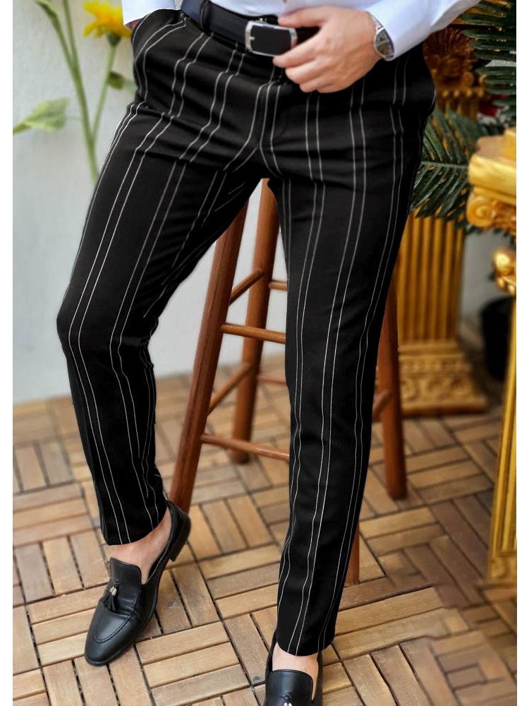 Double Striped Casual Fashion Suit Pants
