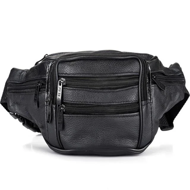 Fashion Men Leather Waist Bags Travel Necessity Organizer Mobile Phone Bag