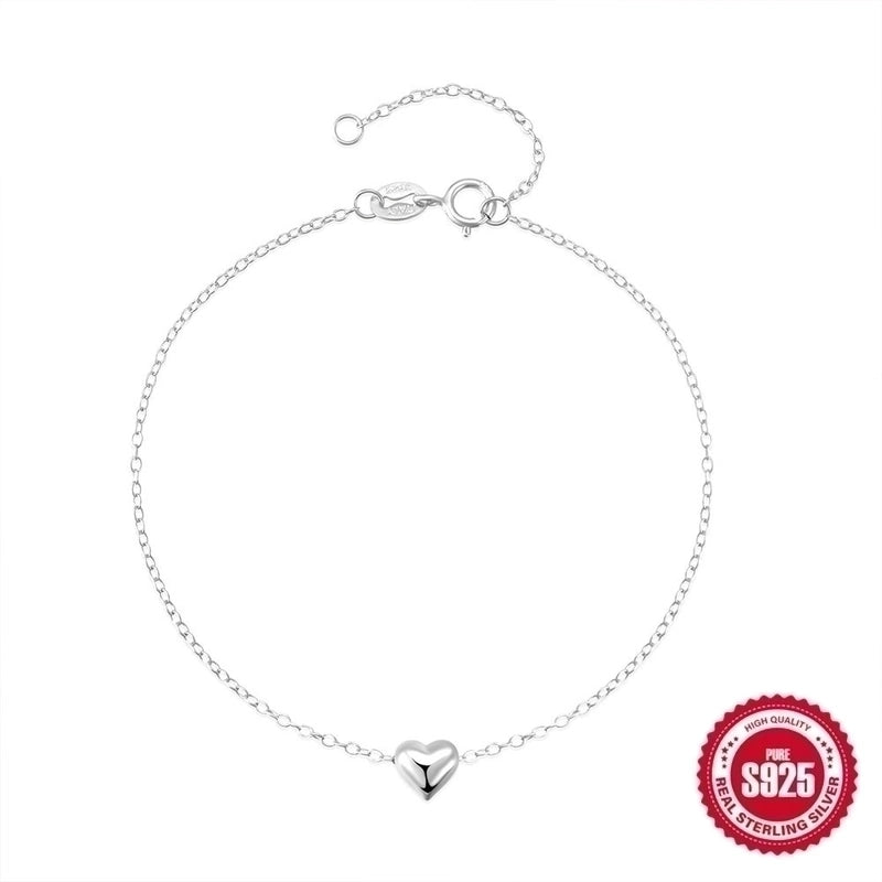 Minimalist Heart Shape Sterling Silver Plating Bracelets