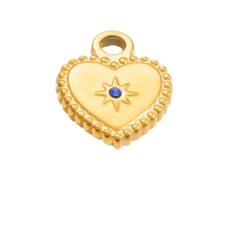 1 Piece 16.47mm 304 Stainless Steel Zircon Geometric Heart Shape Eye Pendant Jewelry Accessories