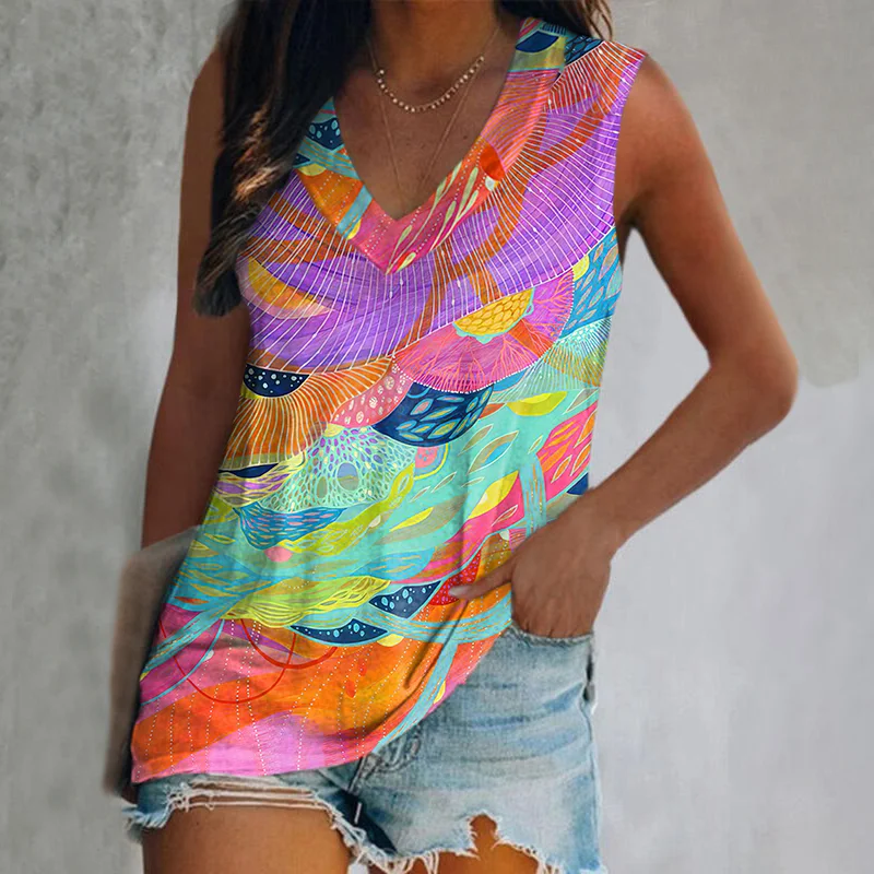 Colorful Ethnic Printed Women's Vest