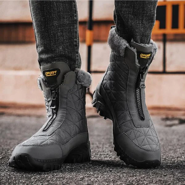 MEN'S WARM LINED COMFORTABLE FAUX FUR FRONT ZIPPER SNOW BOOTS 77673110YL