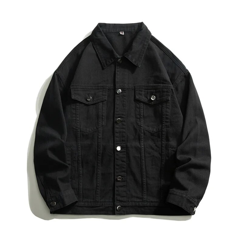 Fashion Brand Solid Color Casual Denim Jacket Men's Baggy Large Size All-in-one Jacket