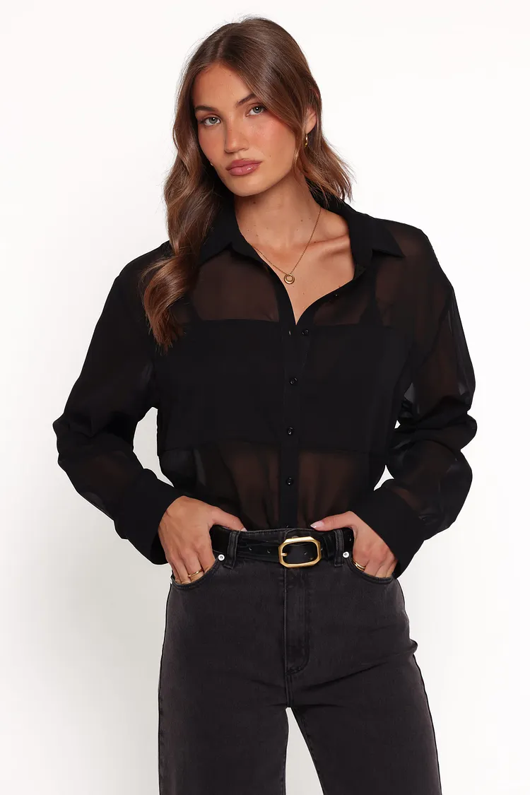 Lee Sheer Panel Shirt - Black