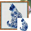 (US Only)Full Embroidery cotton Thread 11CT Printed Cat Cross Stitch Home Kit40x40cm