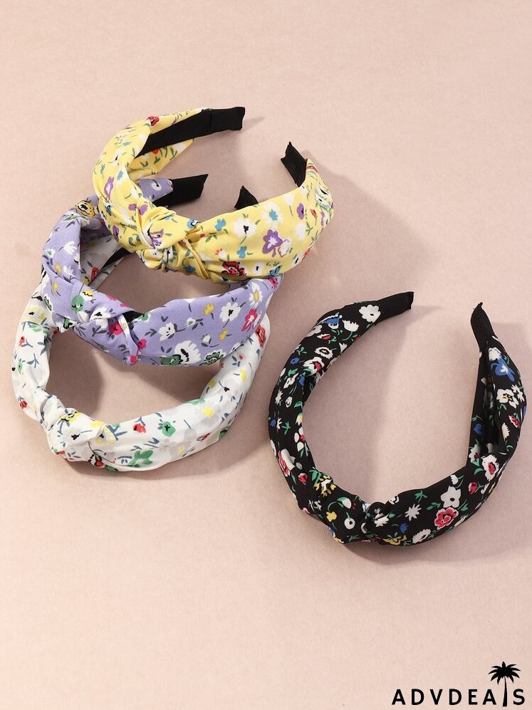 4pcs Ditsy Floral Pattern Hair Hoop