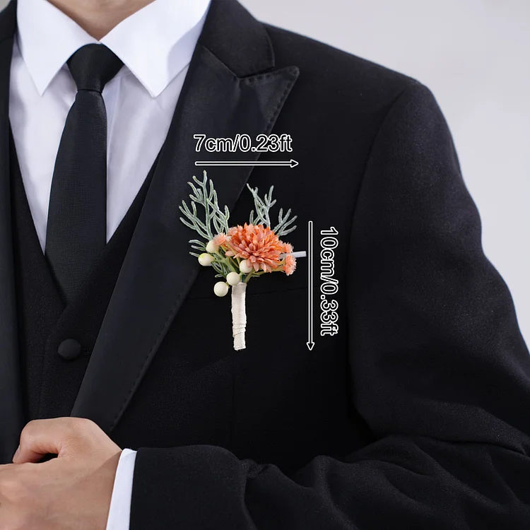 A8665056 Orange White Corsage Flower Wedding Bridal Groom Accessories