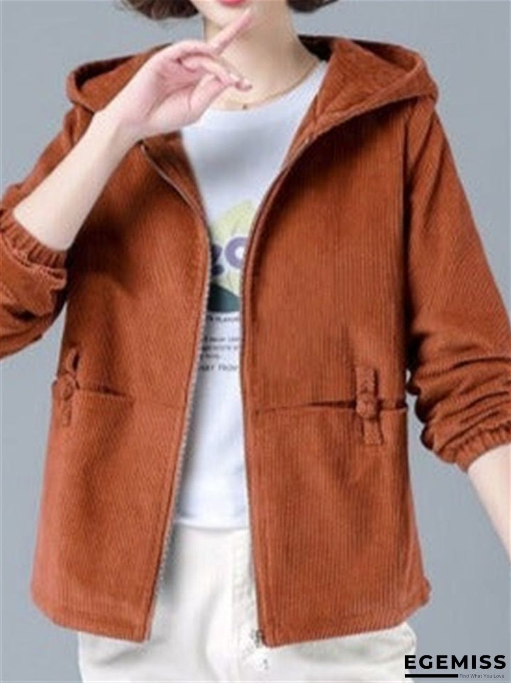 Autumn Winter Loose Short Jacket Casual Corduroy Jacket Women | EGEMISS
