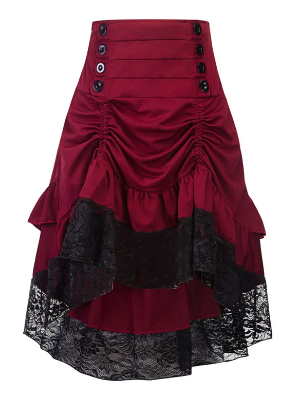 Women Gothic Ruffle Lace Retro Skirt  Novameme
