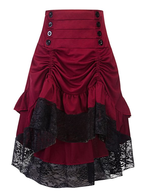 Women Gothic Ruffle Lace Retro Skirt  Novameme