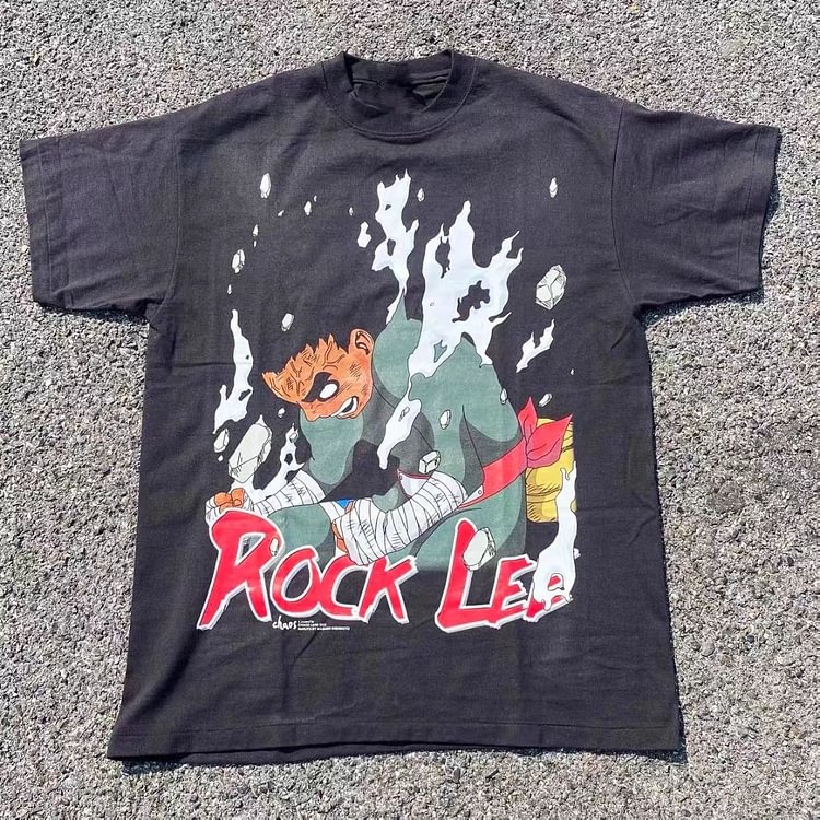 Pure Cotton Naruto Anime Rock Lee Off Shoulder T-shirt weebmemes