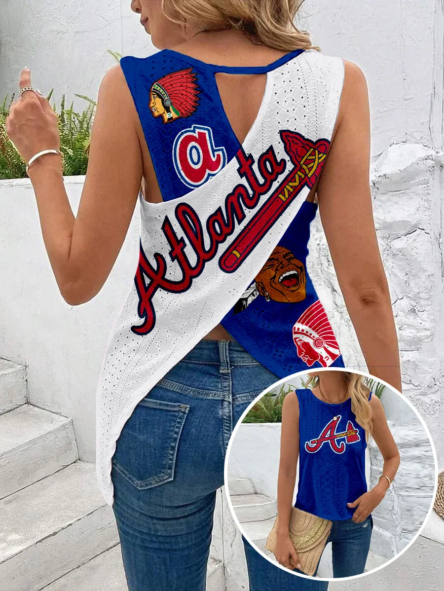 Style & Comfort for Mature Women Cut Out Wrap Cross Wrap Back Asymmetrical Hem Tank Top