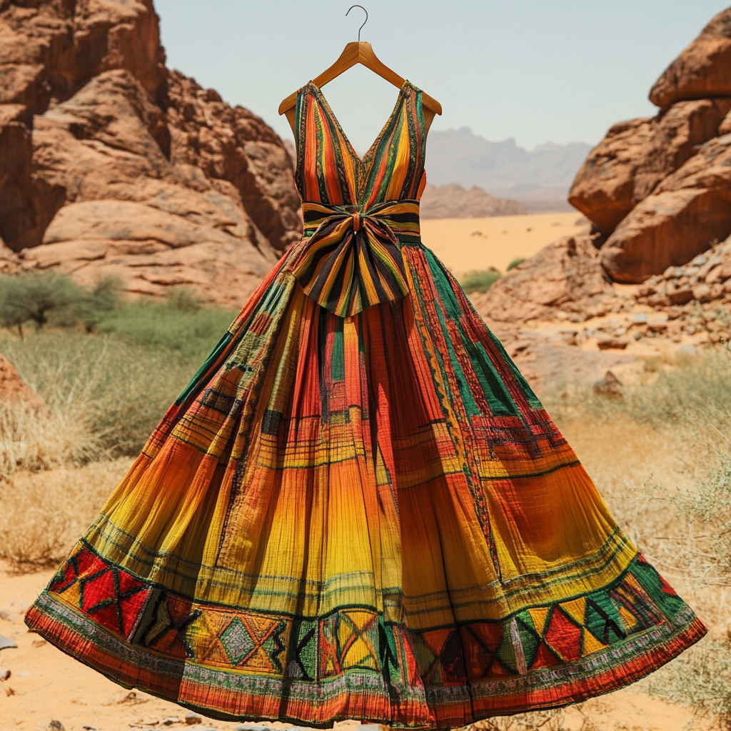 Women's Juneteenth Black Pride African Geometric Art Print Long Dress