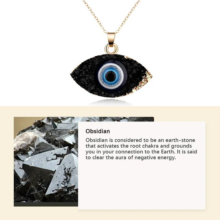 Clear Quartz Evil Eye Energy Necklace|Obsidian