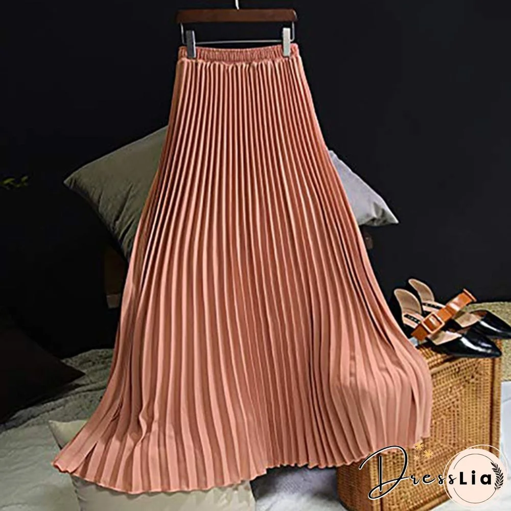 Summer New Fashion Women's Skirt One Size Multicolor Solid Pleated Skirt