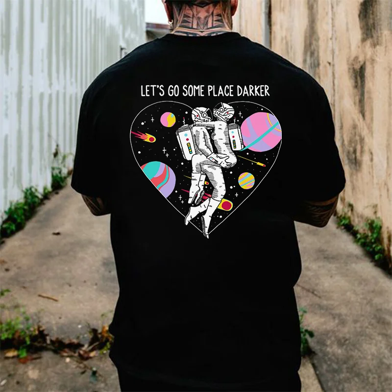 Let's Go Some Place Darker Skull Printed Men's T-shirt -  