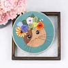 Cat Flower-DIY Embroidery Kit with Pattern Cotton Threads Needles Hoop 30*30cm/11.81*11.81in tapestrymarket