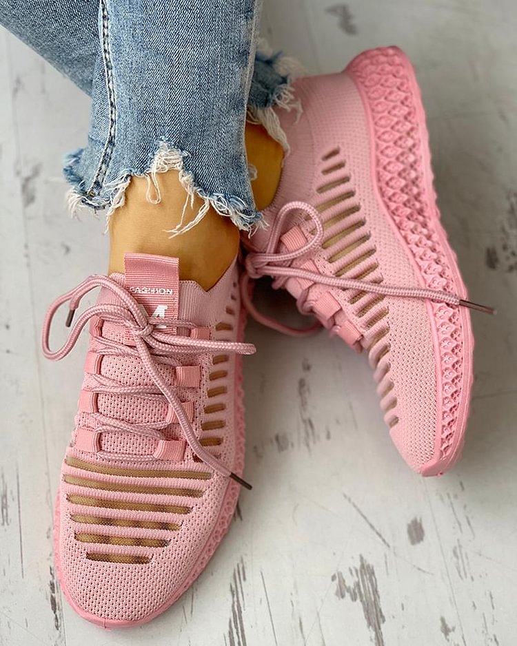 Net Surface Breathable Lace-up Hollow Out Sneakers