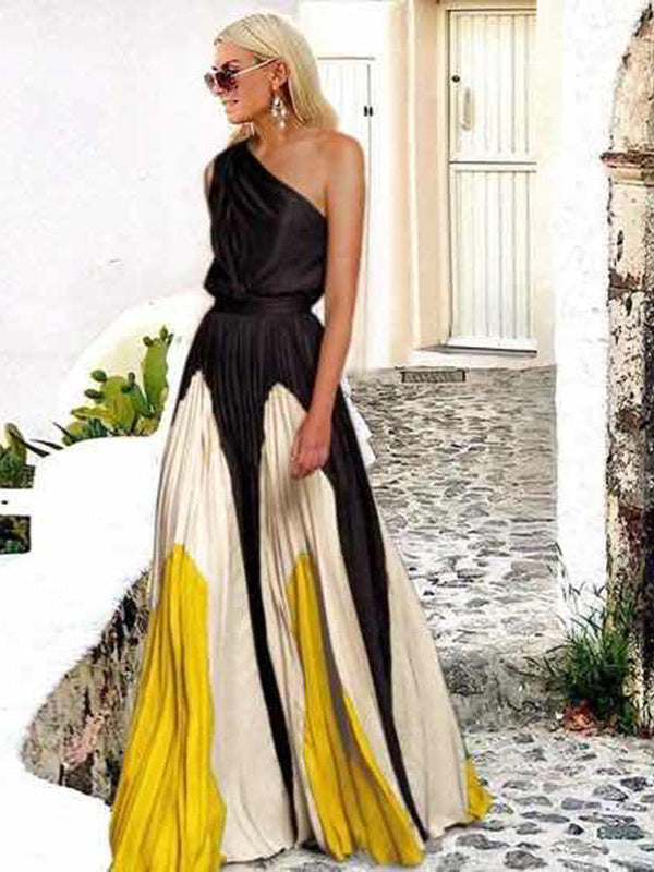 To the Maxi Pleated One-shoulder Dress