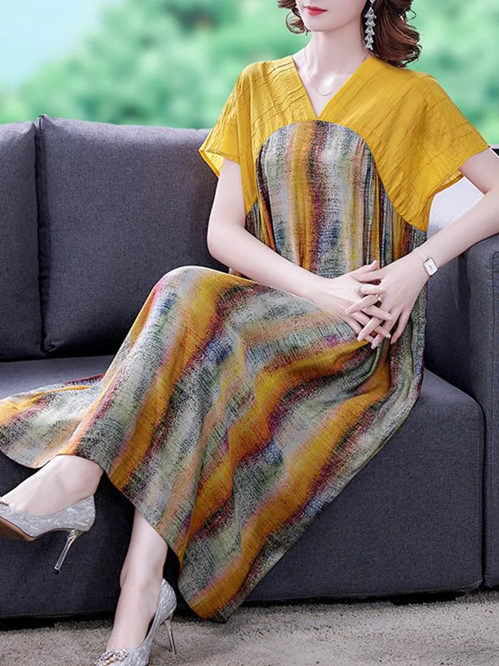 Vintage Print Cloud Brocade Dress