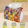 (24cm)Diamond Art Tissue Box DIY PU Napkin Cover for Home(god bless america)