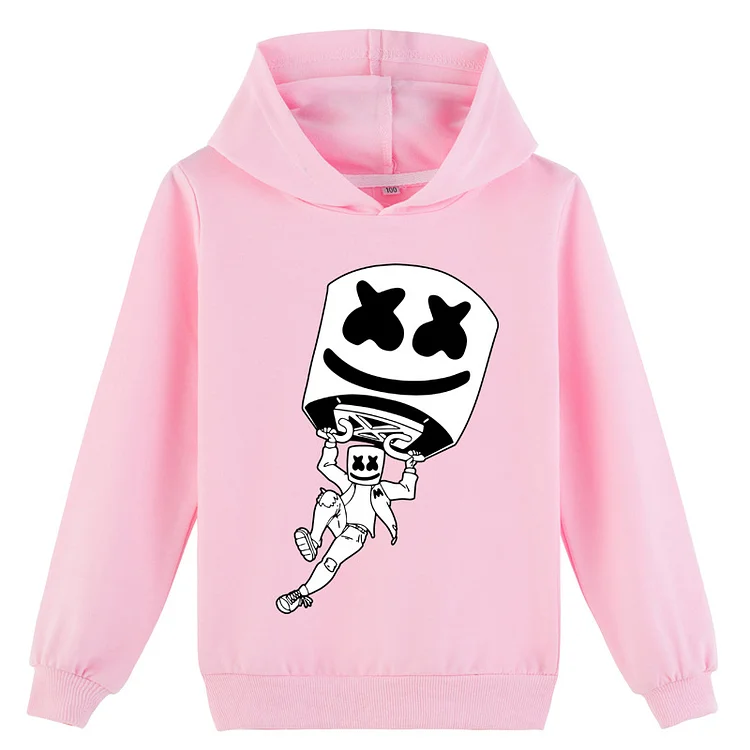 Mayoulove Marshmello Hoodie - Trendy Kids' Hoodie Featuring Famous DJ - Perfect for Marshmello Fans - Soft and Comfortable Fabric - Ideal for Boys and Girls - Marshmello Long Sleeve Hoodie for Kids-Mayoulove
